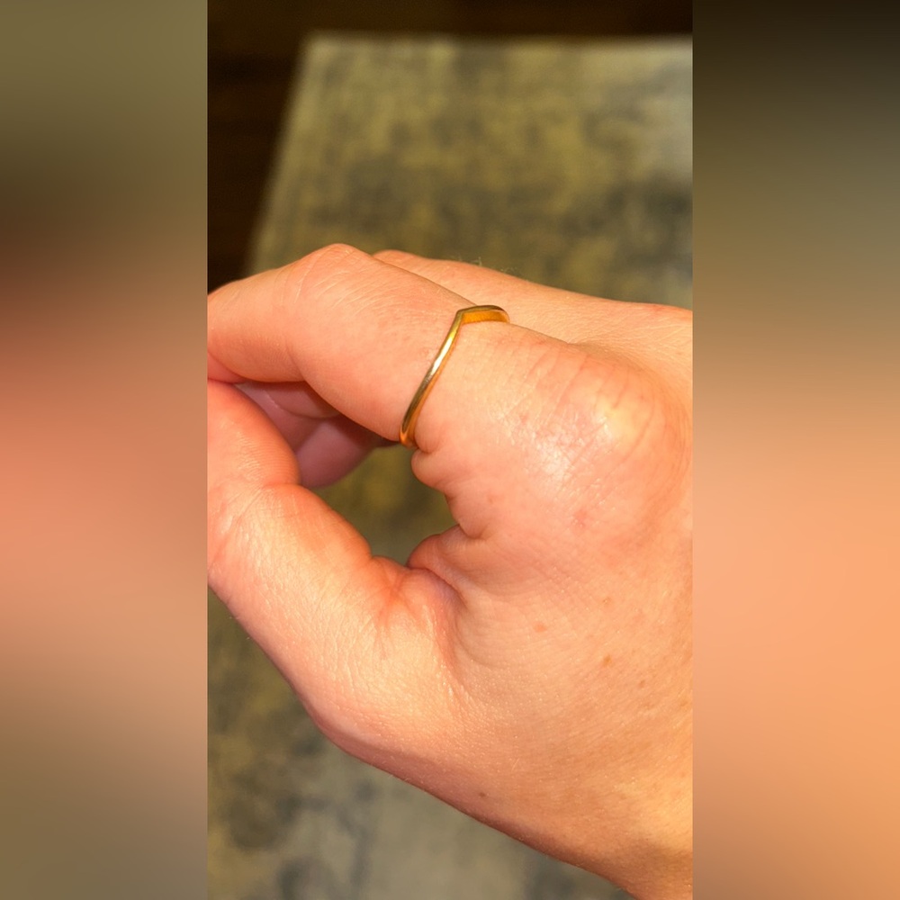 Pandora 14k Gold Plated Polished Wishbone Ring- Size 10 - Picture 5 of 8